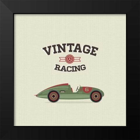 Vintage Racing 3 Black Modern Wood Framed Art Print by GraphINC Studio