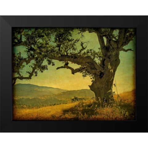 Blue Oak Hilltop Black Modern Wood Framed Art Print by Guion, William