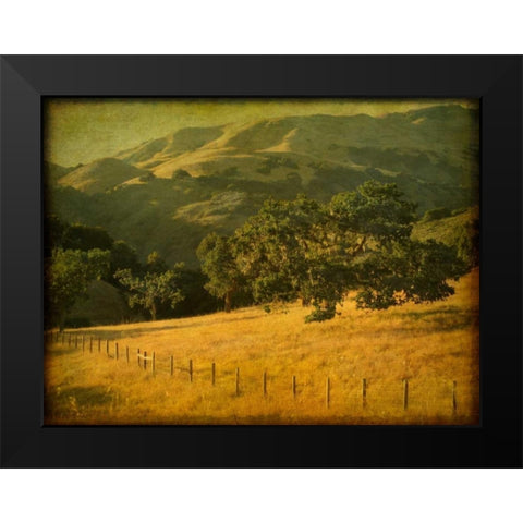 Oak and Fence Black Modern Wood Framed Art Print by Guion, William
