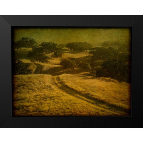 Ranch Road and Oak Savannah Black Modern Wood Framed Art Print by Guion, William