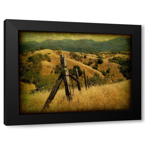 Weathered Ranch Fence Black Modern Wood Framed Art Print with Double Matting by Guion, William