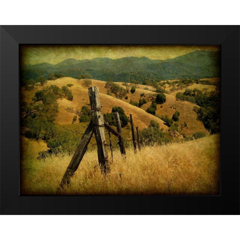 Weathered Ranch Fence Black Modern Wood Framed Art Print by Guion, William