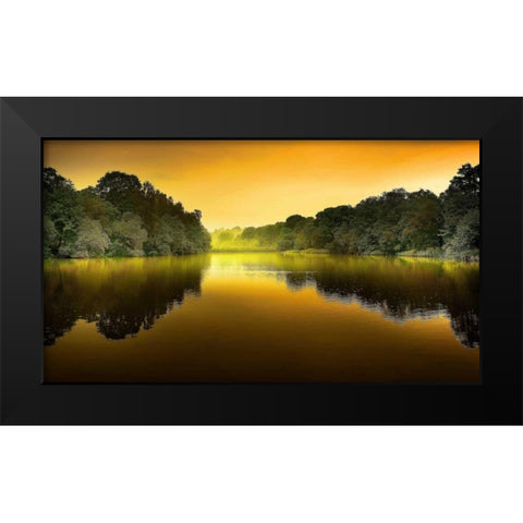 The Lake Black Modern Wood Framed Art Print by Goncalves, Adelino