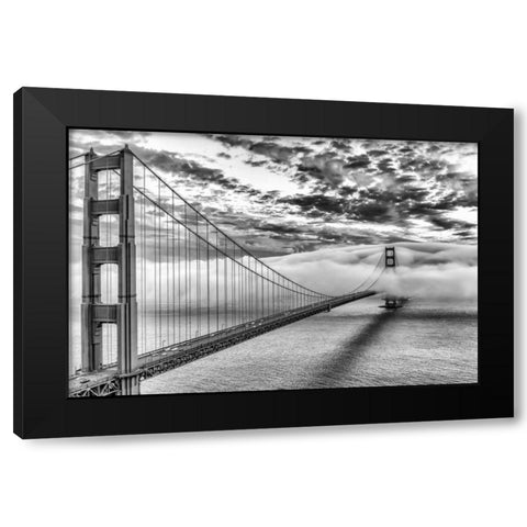 Evening Commute BW Black Modern Wood Framed Art Print with Double Matting by Gordon, Dave