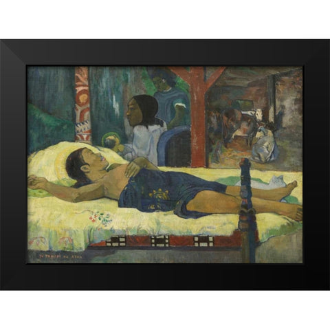 The Birth Black Modern Wood Framed Art Print by Gauguin, Paul