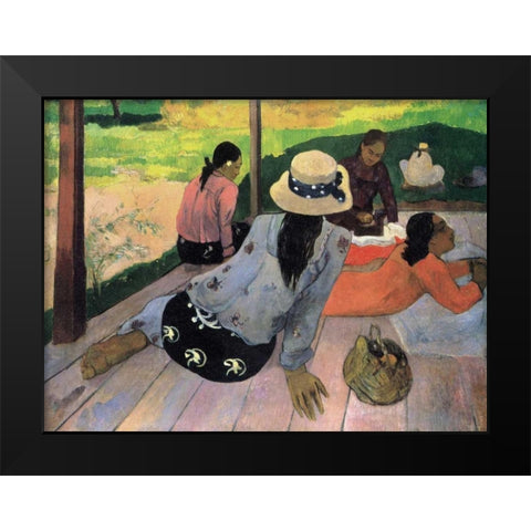 The Siesta Black Modern Wood Framed Art Print by Gauguin, Paul