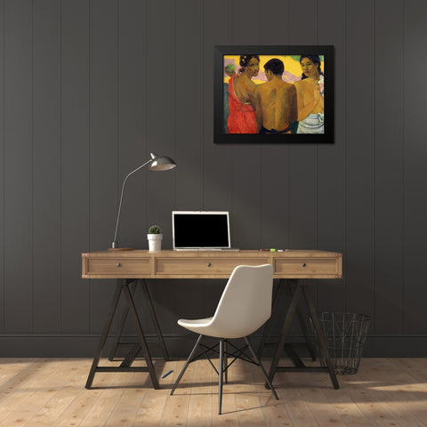 Three Tahitians Black Modern Wood Framed Art Print by Gauguin, Paul