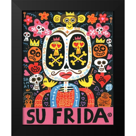 Dolor Feliz Gracias Black Modern Wood Framed Art Print by Gutierrez, Jorge R.