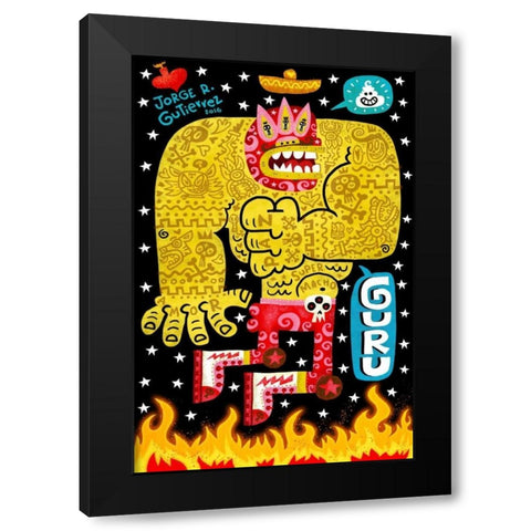 Guru Black Modern Wood Framed Art Print with Double Matting by Gutierrez, Jorge R.