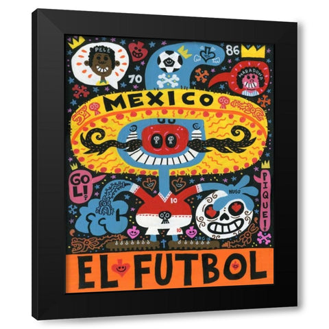 La Mascota del Mundial Black Modern Wood Framed Art Print by Gutierrez, Jorge R.
