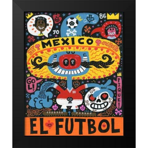 La Mascota del Mundial Black Modern Wood Framed Art Print by Gutierrez, Jorge R.