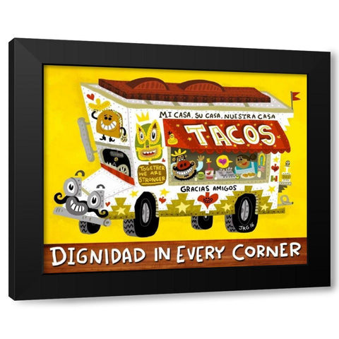 Taco Truck Black Modern Wood Framed Art Print with Double Matting by Gutierrez, Jorge R.