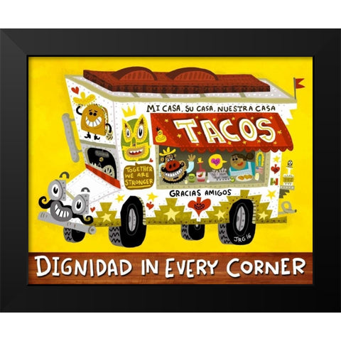 Taco Truck Black Modern Wood Framed Art Print by Gutierrez, Jorge R.
