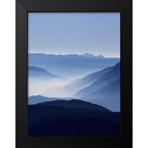 Blue Mountains Black Modern Wood Framed Art Print by Greer, Lexie