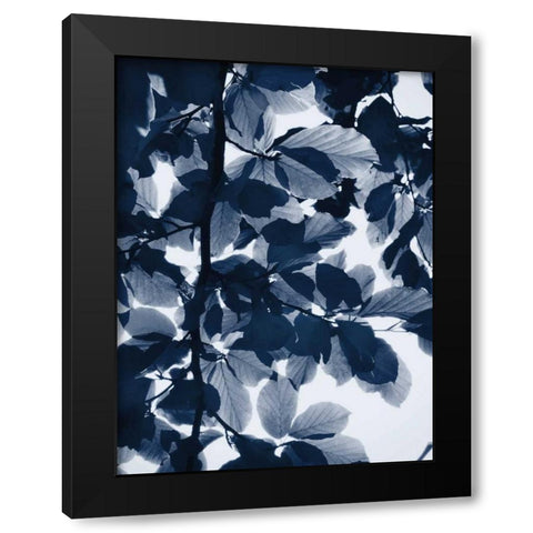 Indigo Leaves Black Modern Wood Framed Art Print by Greer, Lexie