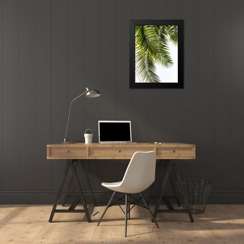 Palm Leaves Black Modern Wood Framed Art Print by Greer, Lexie