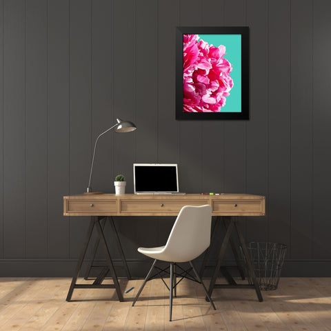 Pink Peony Black Modern Wood Framed Art Print by Greer, Lexie