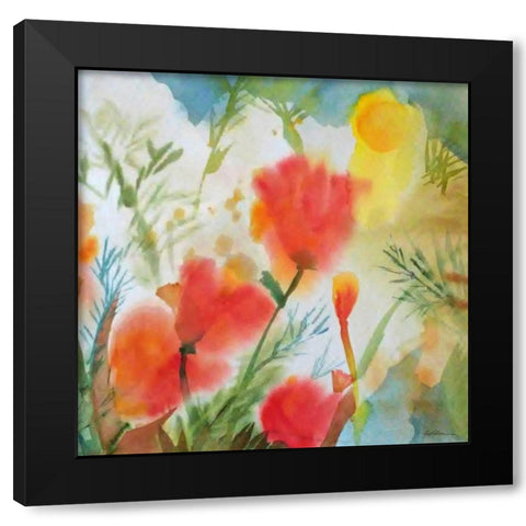 Orange Poppy Reverie Black Modern Wood Framed Art Print with Double Matting by Golden, Sheila