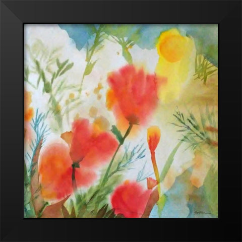 Orange Poppy Reverie Black Modern Wood Framed Art Print by Golden, Sheila