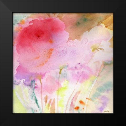 Pink Whisper Black Modern Wood Framed Art Print by Golden, Sheila
