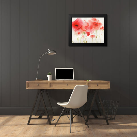 Red Poppies Black Modern Wood Framed Art Print by Golden, Sheila