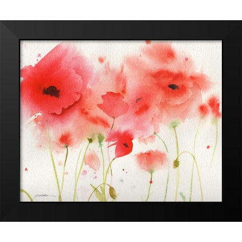 Red Poppies Black Modern Wood Framed Art Print by Golden, Sheila