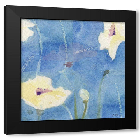 White Poppy Black Modern Wood Framed Art Print with Double Matting by Golden, Sheila