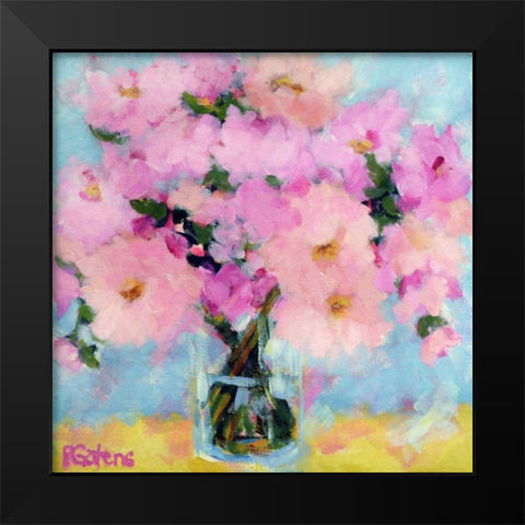 Bright Pink Peony Black Modern Wood Framed Art Print by Gatens, Pamela