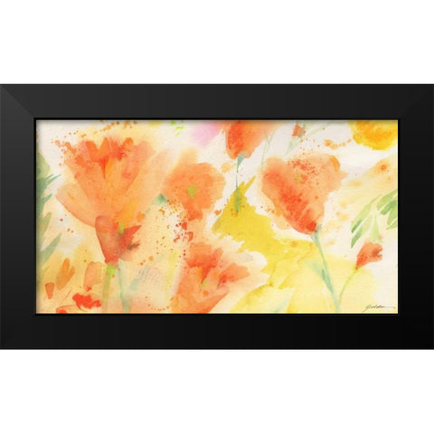 Windblown Poppies #1 Black Modern Wood Framed Art Print by Golden, Sheila