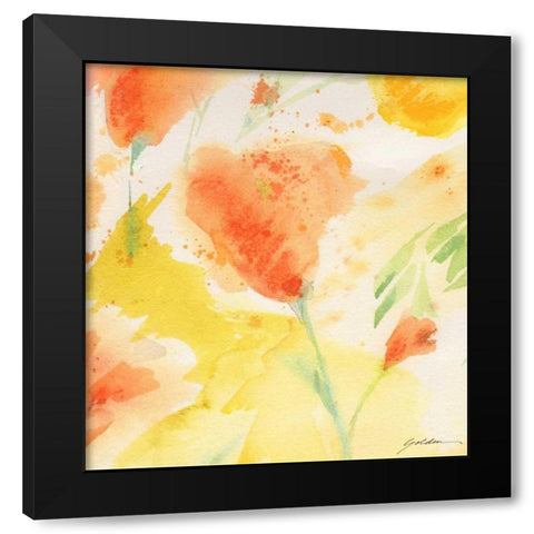Windblown Poppies #3 Black Modern Wood Framed Art Print with Double Matting by Golden, Sheila
