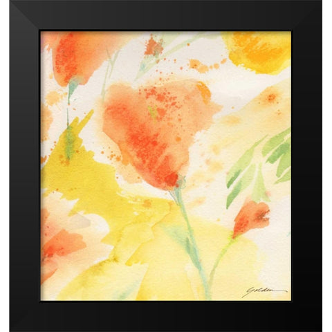 Windblown Poppies #3 Black Modern Wood Framed Art Print by Golden, Sheila