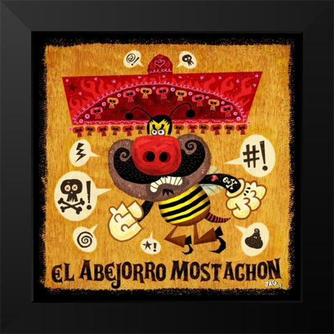 Abejorro Mostachon Black Modern Wood Framed Art Print by Gutierrez, Jorge R.