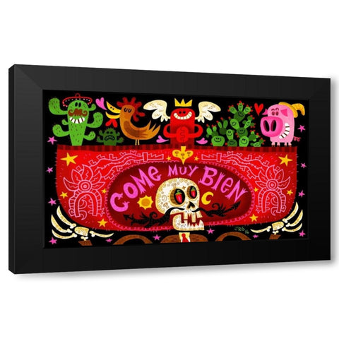 Come Muy Bien Black Modern Wood Framed Art Print by Gutierrez, Jorge R.