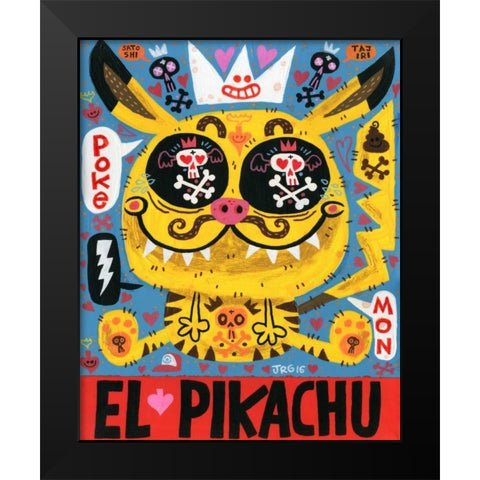 Magic Japanese Cockfighting Black Modern Wood Framed Art Print by Gutierrez, Jorge R.