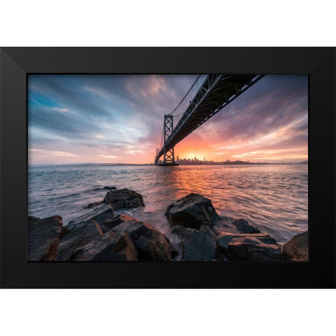 Golden Light Explosion Black Modern Wood Framed Art Print by Getty, Bruce