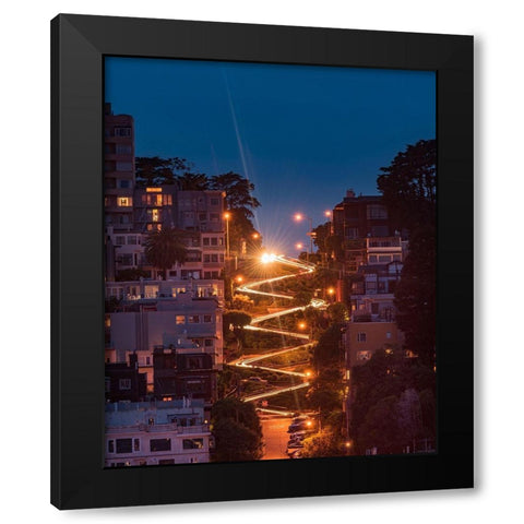 Lombard Street Black Modern Wood Framed Art Print with Double Matting by Getty, Bruce