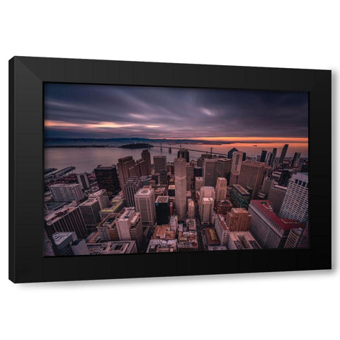 San Francisco Look Down Black Modern Wood Framed Art Print by Getty, Bruce