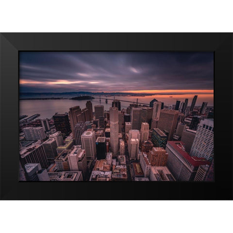 San Francisco Look Down Black Modern Wood Framed Art Print by Getty, Bruce
