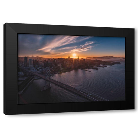 Sunset Explosion Black Modern Wood Framed Art Print with Double Matting by Getty, Bruce
