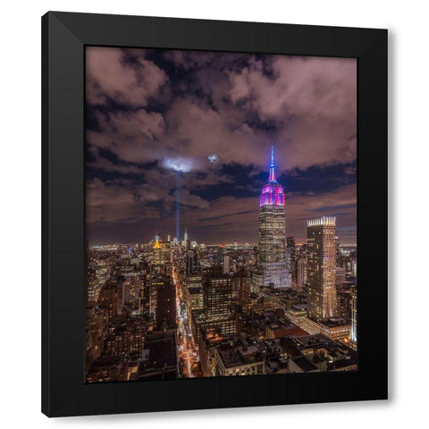 The Crescent Moon with the Tribute Lights Black Modern Wood Framed Art Print by Getty, Bruce