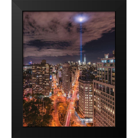 Tribute Lights Flatiron District Black Modern Wood Framed Art Print by Getty, Bruce