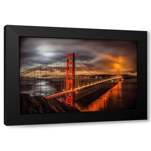Golden Gate Evening Black Modern Wood Framed Art Print with Double Matting by Gavrilis, John