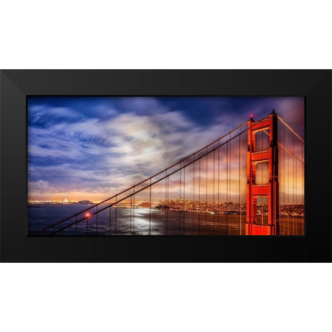 N. Tower Panorama - GG Bridge Black Modern Wood Framed Art Print by Gavrilis, John