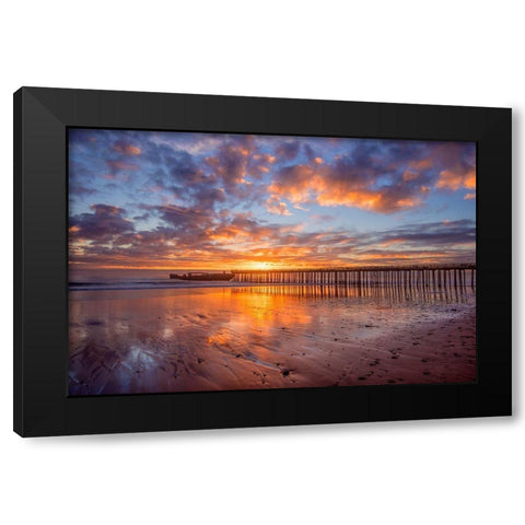 Cement Ship Sunset Black Modern Wood Framed Art Print by Gavrilis, John