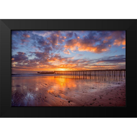 Cement Ship Sunset Black Modern Wood Framed Art Print by Gavrilis, John