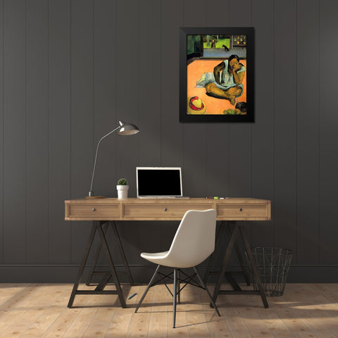 La Boudeuse (Te Faaturuma) Black Modern Wood Framed Art Print by Gauguin, Paul