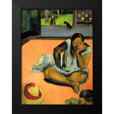 La Boudeuse (Te Faaturuma) Black Modern Wood Framed Art Print by Gauguin, Paul
