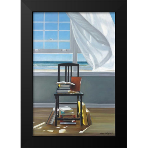 Beach Scholar Black Modern Wood Framed Art Print by Hollingsworth, Karen