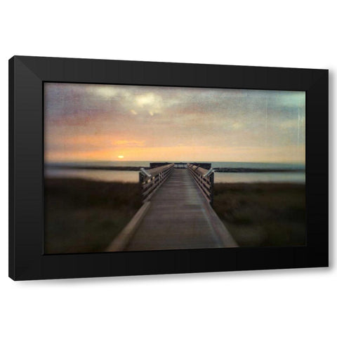 Sunset Pier Black Modern Wood Framed Art Print by Hanna, Dawn D.