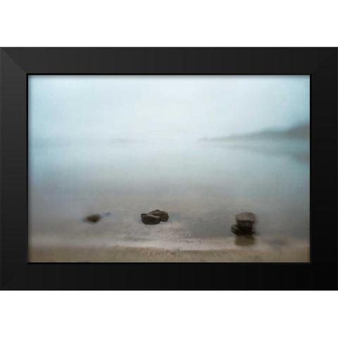Three Rocks Black Modern Wood Framed Art Print by Hanna, Dawn D.